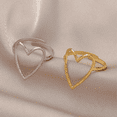 thumbnail image 2 of Krishna - 18K Gold Plated Stainless Steel Minimalist Trendy Large Open Heart Statement Adjustable Ring, 2 of 4