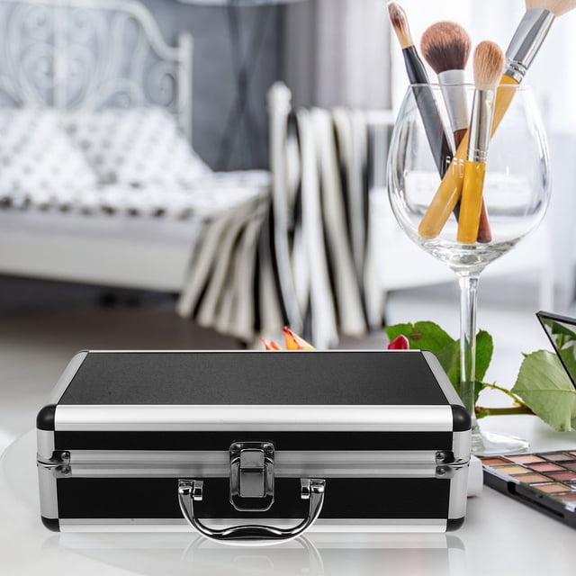 COSMOBETTY Estuche Negro De Aleación De Aluminio Para Guardar Herramientas Y Accesorios Con Asa Cómoda