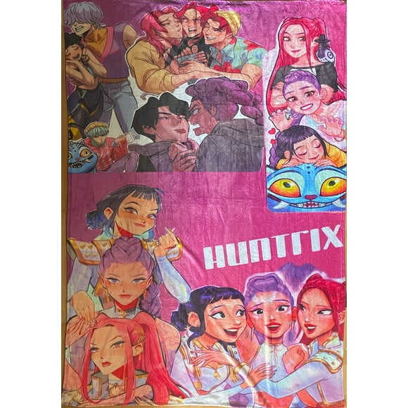 Exclusiva! Cobija Frazada Ultra Suave K-Pop Demon Hunters Guerreras Huntrix y Saja Boys Collage