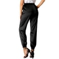 thumbnail image 3 of Pantalones deportivos casuales de cintura elástica para mujer Inspire Chic, longitud hasta el tobillo, 2XL, negros, 3 of 8