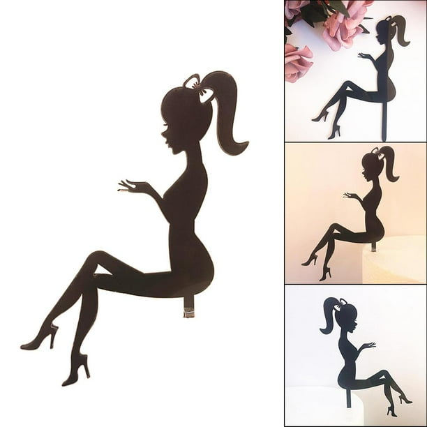 Adorno de torta Acrílico Moda Tacones Altos Chica Dama Cake Topper Party Decor DIY Negro Macarena