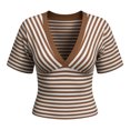 thumbnail image 4 of OJSFQUFP Sleeve Tops for Women V Neck Front Crop Top Tee Shirt Cute Vacation Outfits, 4 of 7