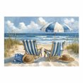 thumbnail image 5 of Blue Striped Beach Chair Umbrella Seaside Framed Wrapped Canvas Posters for Kitchen Bathroom Dorm Decor, Ready to Hang12"L x 8"W, 5 of 10