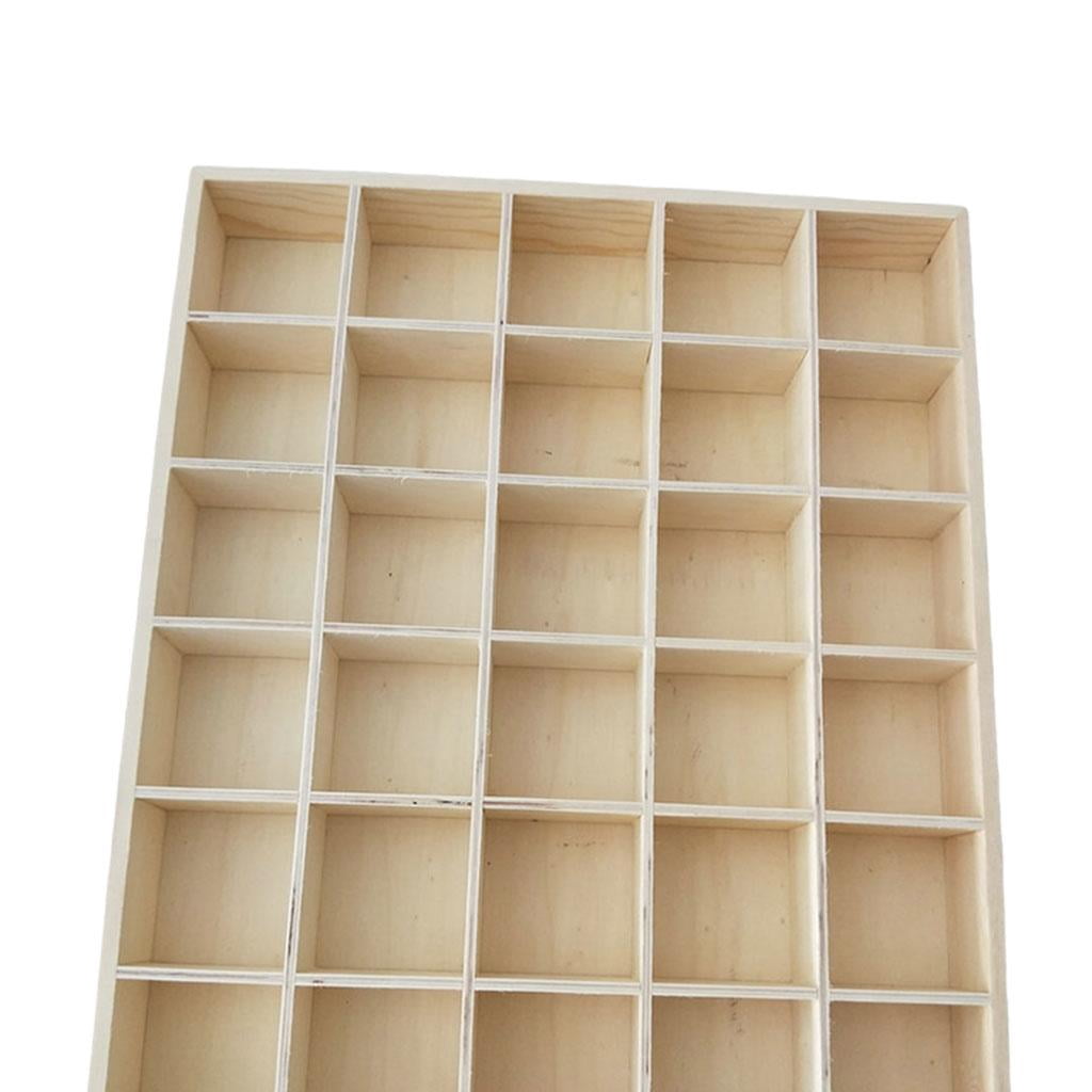 Segolike Sundries Storage Box Wooden 30 Grids Multi-Grid Organizer No Cover Lattice Display Case Retro for Desk Stationery Socks Jewelry - 30 grid