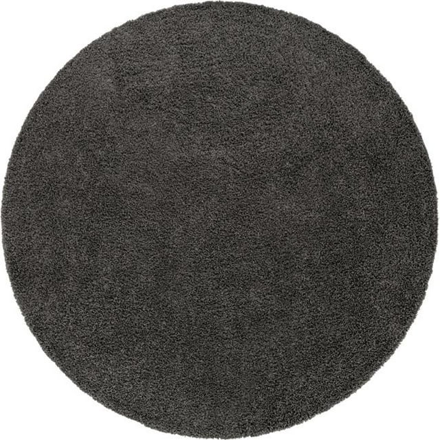 Unique Loom 3151308 12 Pi. 4 Po. x 12 Pi. 4 Po. Tapis Rond Shag Solide&44; Gris Graphite