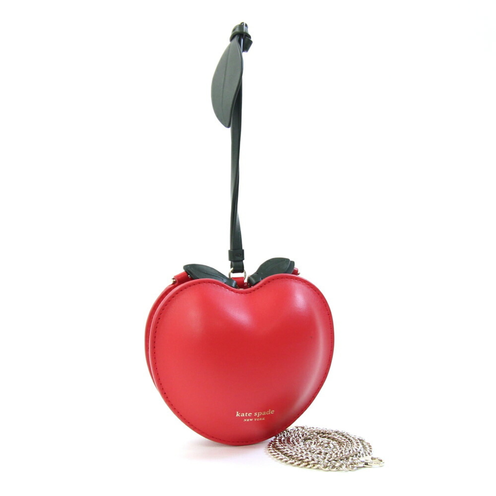 Pre-Owned Kate Spade Cherry Motif Shoulder Bag PXRUB279 Red and Dark Green Leather Chain...