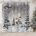 thumbnail image 6 of Farmhouse Winter Christmas Shower Curtain, Cute Snowman Snow Forest Pine Tree Scene Shower Curtain for Bathroom Rustic Xmas Snowflake Holiday Gray Bathroom Accessories Polyester 72"X84" with Hooks, 6 of 6