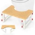thumbnail image 1 of Bamboo Toilet Stool Poop Stool Foldable es Adjustable Heights Potty Stool for Adults Kids Portable Pooping Foot Stool for Bathroom RV Sturdy Squat Stools Potty lbs Capabi, 1 of 7