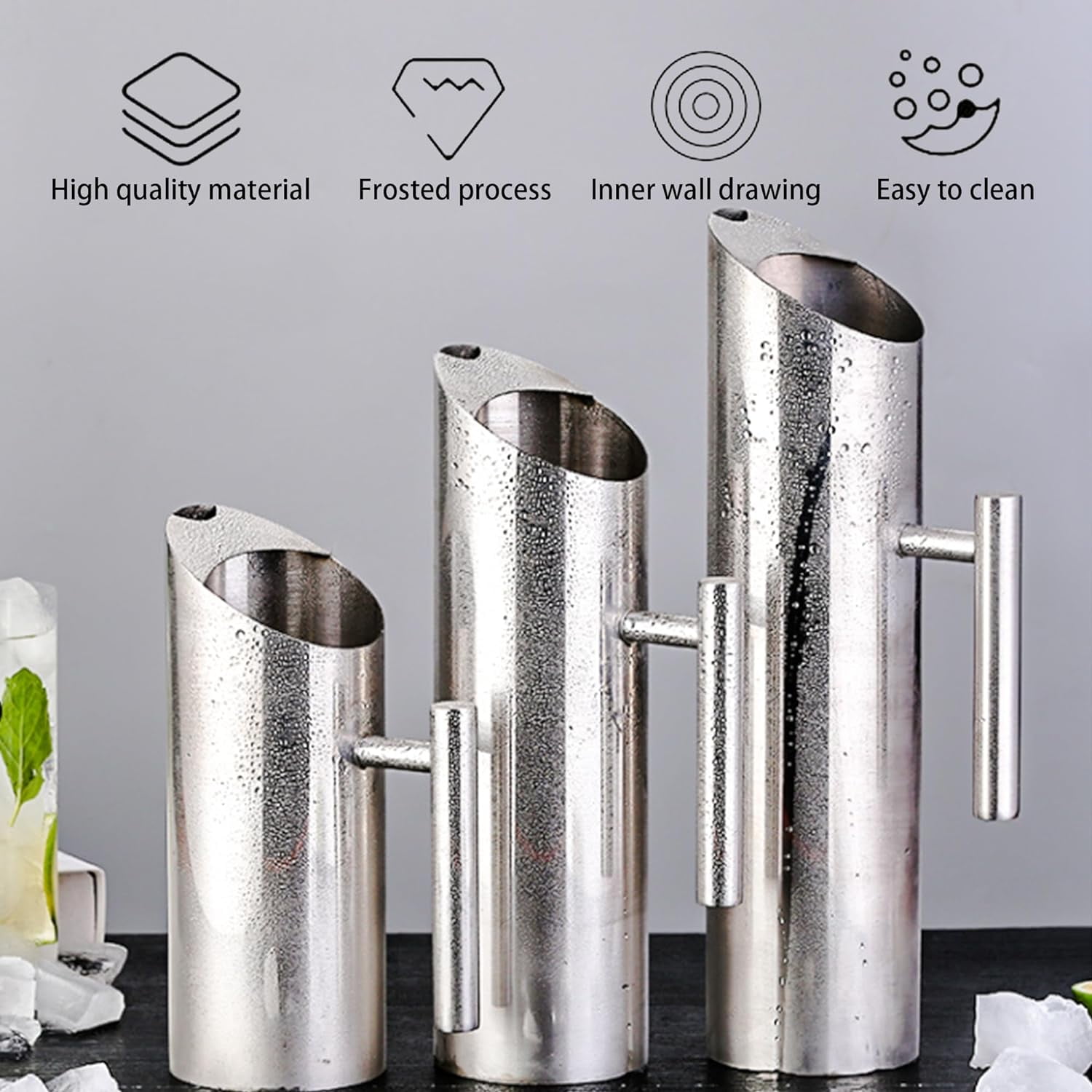 Stainless Steel Water Pitcher Jug:Cold Brew Pitcher with Lid and Spout,Iced Tea Pitcher for Drinking,Drink Pitcher for Beer Coffee Fruit Tea (1L/35oz)