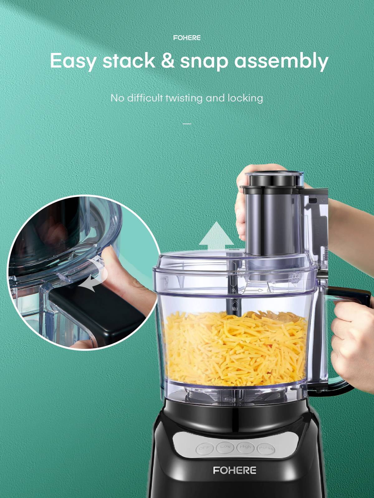 Food Processor, 12 Cup, 2-in-1 Feed Chute Food Chopper & Meat Grinder, 500 W Upgarde Motor