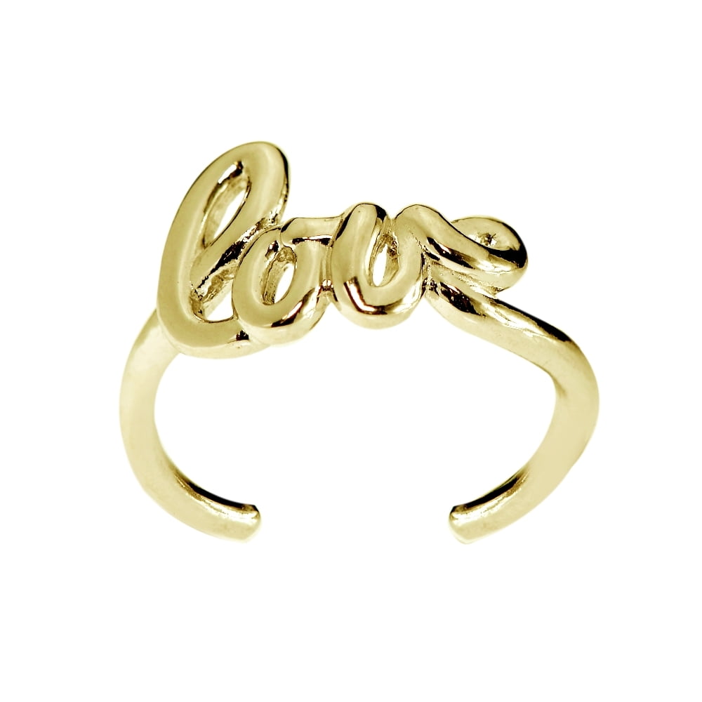 Gold Tone over Sterling Silver Polished LOVE in Script Toe Ring