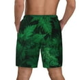thumbnail image 3 of Sigee Green Leave Fern Print Mens Swim Trunks with Compression Liner Quick Dry Swim Stretch Beach Shorts with Pockets,S-3XL, 3 of 7