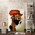 thumbnail image 6 of Framed African American Wall Art Homesick African Woman Posters Canvas Painting Black Girl Abstract African Sunset Landscape Wall Decor Picture Prints Art for Living Room Bedroom Home Decoration, 6 of 6