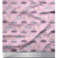 thumbnail image 1 of Soimoi Pink Heavy Canvas Fabric Floral & Leaves Print Sewing Fabric Yard 58 Inch Wide, 1 of 3