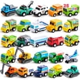 thumbnail image 1 of JOYIN Juego de 25 piezas de vehículos de juguete para coches y camiones para niños pequeños, niñas y niños, juego de coches fundidos a presión, recuerdos de fiesta para niños, relleno de calcetines, j, 1 of 5