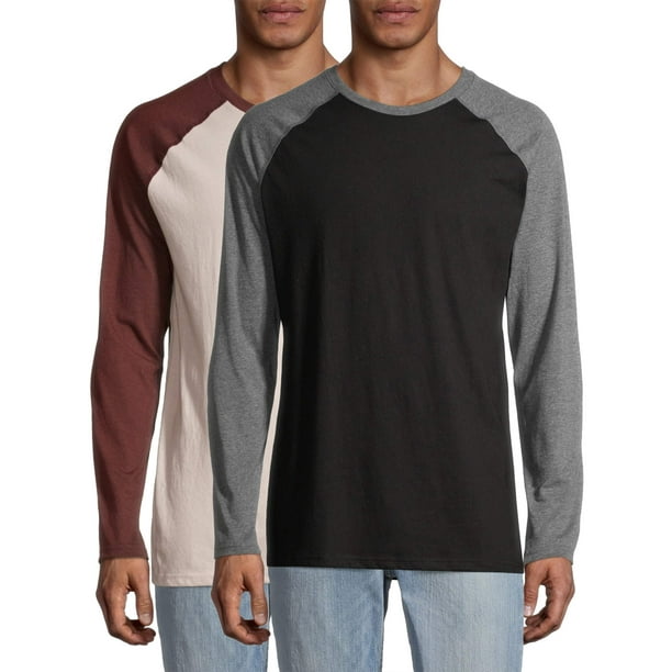Men's and Big Men's Long Sleeve Raglan TShirt, 2Pack