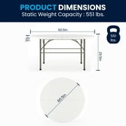 Flash Furniture Scarborough 5 Round Bi-Fold Plastic Event Folding Table with Handle, White