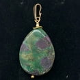 thumbnail image 3 of Natural Ruby Zoisite and 14K Gold Filled Pendant | 2" Long | Green/Red |, 3 of 12