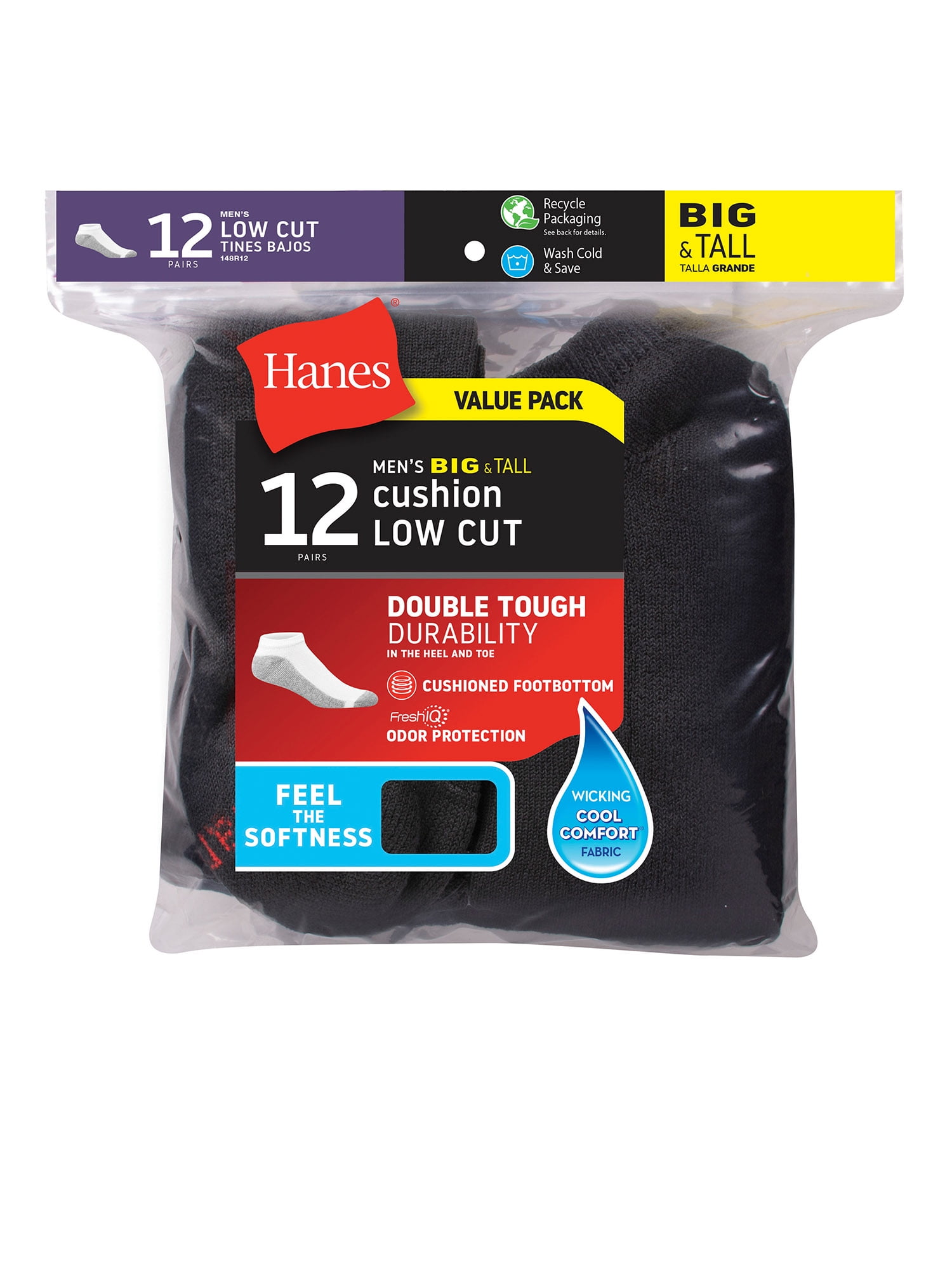 Hanes Men's Big & Tall Fresh IQ Low Cut Socks, 12 Pack - Walmart.com