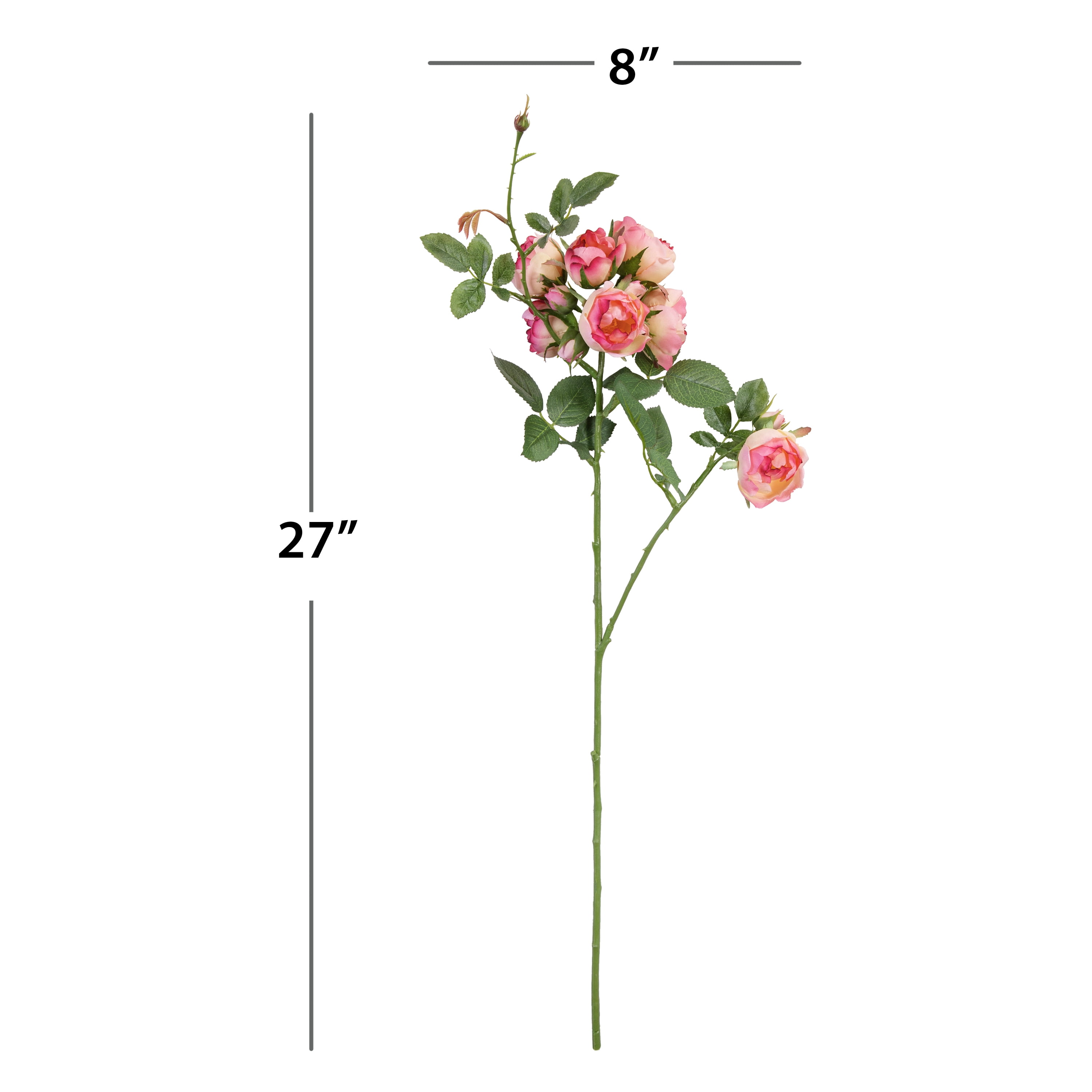 27-inch Artificial Silk Pink Mini Cabbage Roses Mixed Long Stem, for Indoor Use, by Mainstays