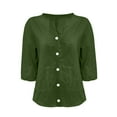 thumbnail image 3 of ZJXFGS Women'S Button Down Shirts Blouses Casual Blouses for Women Ladies Blouses Cute Tops for Teens Fall Shirts for Women Green 2XL, 3 of 5