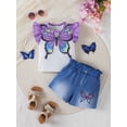 thumbnail image 3 of PureChapter Infant Toddler Girls Butterfly Print Flying Sleeve and Matching Elastic Shorts 2PCS For Summer Outdoor, 3 of 7