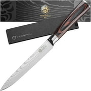 Kessaku Utility Knife - 5.5 inch - Samurai Series - Razor Sharp Kitchen Knife - Forged 7Cr17MoV High Carbon Stainless Steel - Wood Handle with Blade Guard