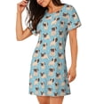 thumbnail image 2 of Fotbe Funny Cartoon Pugs Bata de Dormir para Mujer con Estampado, Camisón de Algodón de Manga Corta, Ropa de Dormir Casual, 2 of 6