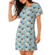 thumbnail image 2 of Balery Funny Cartoon Pugs Camisón de manga corta con cuello redondo para mujer, cómodo y elegante., 2 of 6