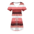 thumbnail image 7 of THDHVS Casual Dresses for Women,Womens Dresses,V Neck Midi Dress with Short Sleeve Side Pocket and Tie Detail Print Hot Pink, 7 of 7