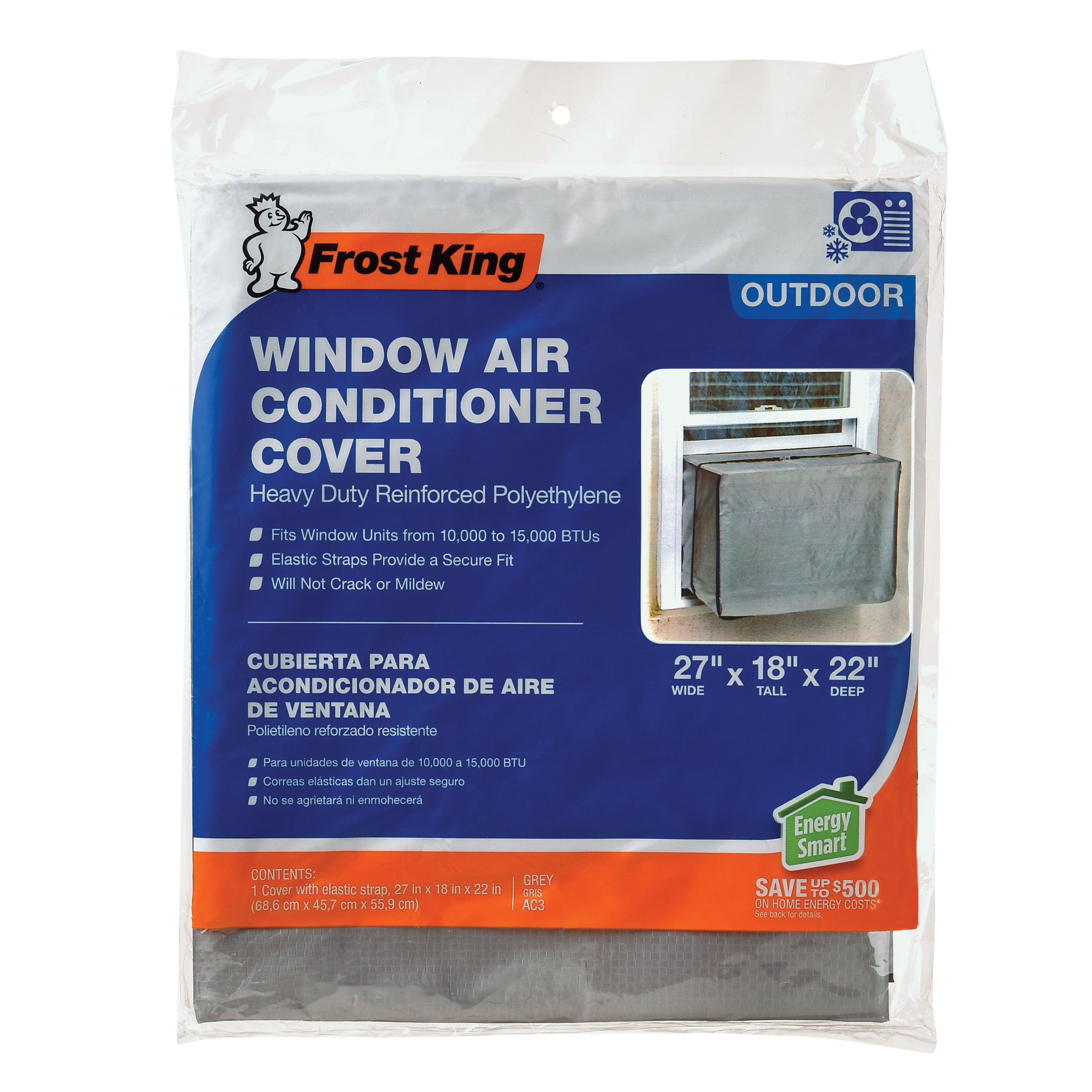 Frost King AC3H Outside Window Air Conditioner Covers, 18in x 27in x 22in x 6mm, Grey