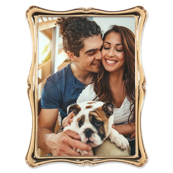 Gold plate polished ROMANCE design 5x7 frame - 5x7