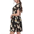 thumbnail image 2 of Easygdp Flowe Rooster para Vestido Transpirable de Mujer, Vestido Suelto de Manga Corta con Pliegues y Bolsillos para el Verano, 2 of 6