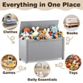 thumbnail image 6 of SESSLIFE Toy Storage Box with Lid, Wooden Toy Chest Seating Bench for Boys and Girls, Safety Hinged Storage Chest, Toy Organizer for Playroom Bedroom Entryway, Gray, 6 of 7