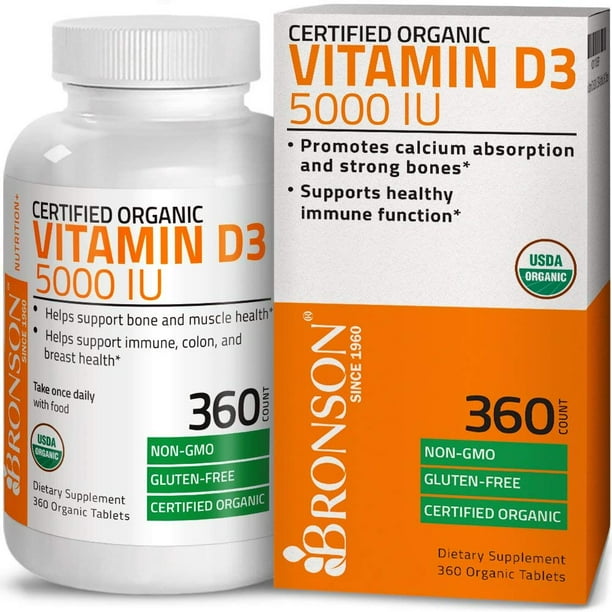 Vitamin D3 5000 IU Bone Health and Immune Support, USDA Certified