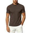 thumbnail image 5 of AKOEE Men's Summer T-Shirts Mock Crew Neck Soft Base Tee Short Sleeve Plain Tshirts Casual Tops Loose Fit (M, Brown), 5 of 7
