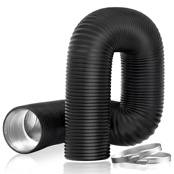 Dryer Vent Hose, 4 in x 16 ft Flexible Duct with 2 Clamps, 3-Layer PVC Vent Hose for HVAC Ventilation Systems
