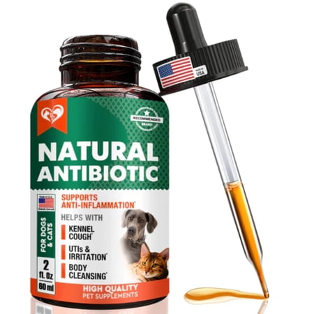 Natural Herbal Antibiotics for Cats and Dogs - Kennel Cough Relief & Urinary Tract Support - Cranberry UTI Treatment Pet Supplement - Respiratory & Cold Infection Medicine - Made in USA