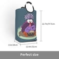 thumbnail image 3 of Waterproof Collapsible Laundry Hamper, Grey Cute Musician Aluminum Handle Laundry Bag, 50L, 3 of 6