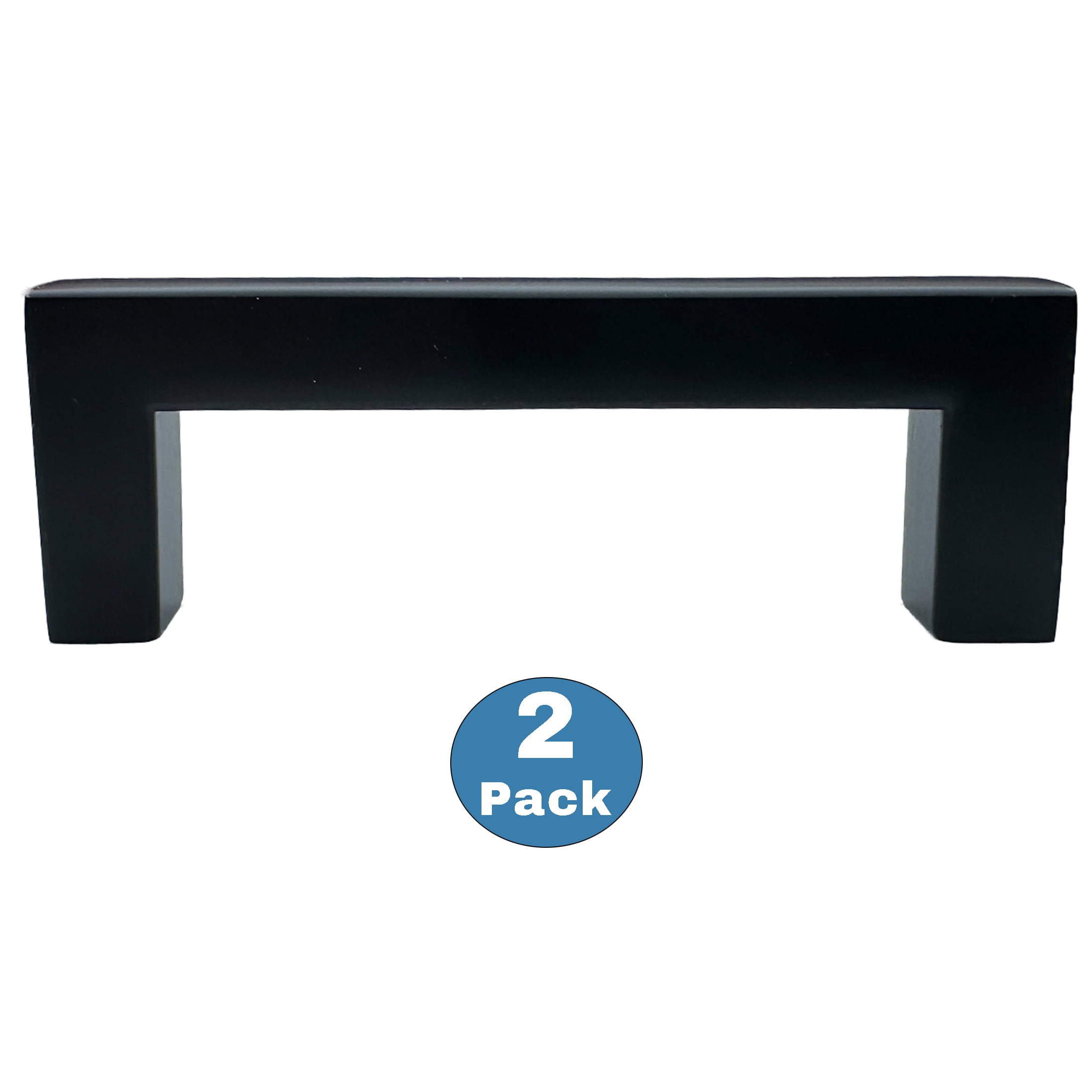 (2 pack) Mainstays Matte Black Square Pull 3" (76mm) Center-to-Center, Aluminum, 2 Pack