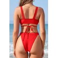thumbnail image 2 of Trajes de baño Push up con Espalda Cruzada para Mujer Trajes de baño Triangulares con Parte Inferior de Bikini de Corte Alto Rosa Roja M Rosa Roja M Xishao ropa, 2 of 2