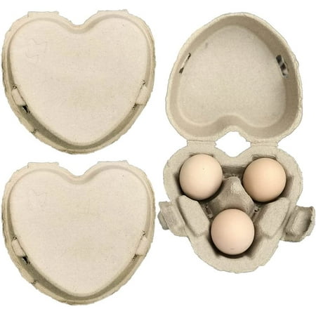 

40 pack 3 Egg Carton Heart Shaped with Decorative Tape Paper Pulp Egg Cartons for Backyard Chicken Lover Gifts