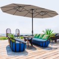 thumbnail image 1 of Patio Umbrella with Base Included, Double-Sided Outdoor Market Rectangle Umbrellas with Crank Handle for Pool, Deck, Backyard, 1 of 6