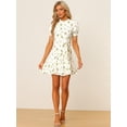 thumbnail image 3 of Vestido Por Encima De La Rodilla De Verano Con Gradas Y Elegante Floral Para Mujer Blanco L, 3 of 5