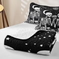 thumbnail image 4 of Erosebridal Spooky Skeleton Couple Twin Quilt Set, Boho Moon Star Rose Floral Twin Coverlet Set for Boys Girls, Black White, 2pcs 1 Bedspread and 1 Pillowcase, 4 of 7