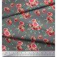 thumbnail image 3 of Soimoi Gray Viscose Chiffon Fabric Leaves & Ranunculus Floral Print Sewing Fabric Yard 42 Inch Wide, 3 of 3