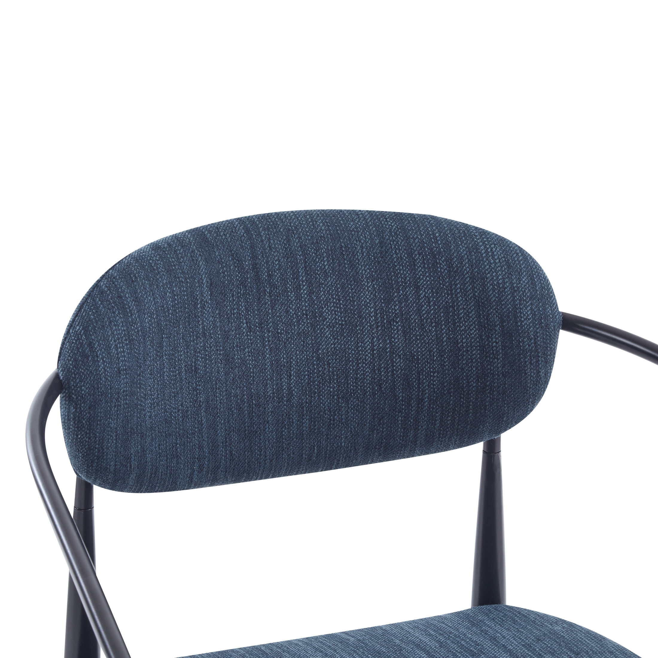 Draxiel Modern Upholstered Accent Chair, Iron, Navy Blue + Black