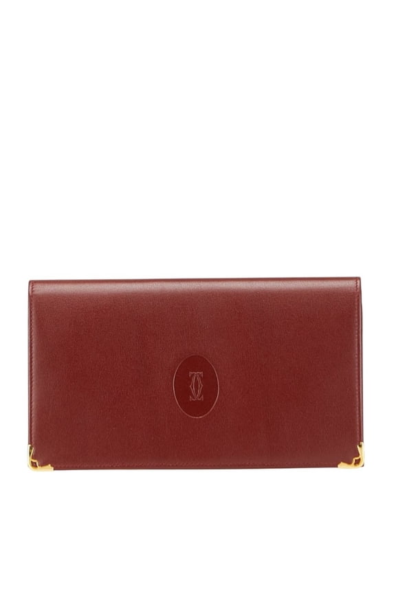 Pre-Owned Cartier Must Line Long Wallet, Bordeaux and Wine Red Leather, Women's,... (Good)