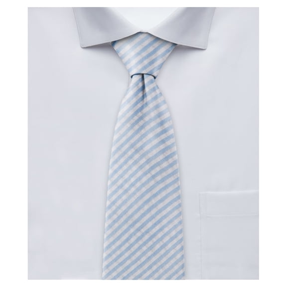 Jacob Alexander Young Boys' 11 inch Seersucker Striped Pattern Pre-Tied Clip-On Neck Tie - Baby Blue