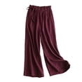 thumbnail image 1 of HBFAGFB Pantalons Décontractés pour Femmes Taille Haute Pantalons Amples Jambes Larges Côtés Grande Taille Pantalons Rouges Taille 2TG, 1 of 4
